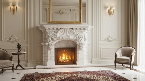 Каменный портал белого цвета для облицовки камина Lana из мрамора Bianco Extra 473111901_2