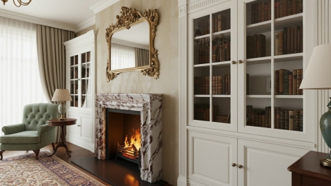 Мраморный портал белого цвета для отделки камина Lani M3 из натурального камня Calacatta Viola 474133103_5