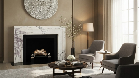 Каменный портал белого цвета для облицовки камина Lani M2 из мрамора Milas Lilac 474132102_2