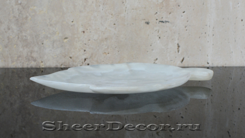 Каменная мыльница  Soapdish Leaf из белого камня White Onyx_2
