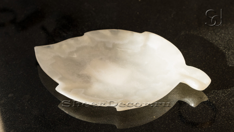 Каменная мыльница  Soapdish Leaf из белого камня White Onyx_3