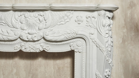 Каменный портал белого цвета для облицовки камина Leon из мрамора Clouds 064010901_11