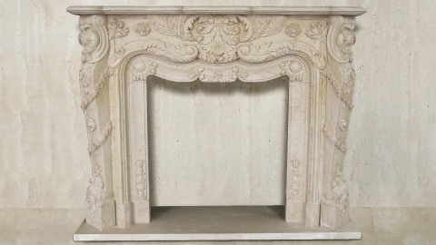 Мраморный портал бежевого цвета для отделки камина Leon из натурального камня Egypt Ivory 064114101_4