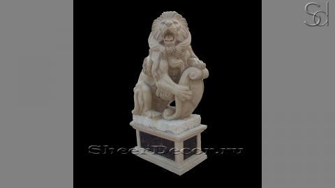 Мраморная скульптура Leone Fondo из камня Egypt Ivory_1