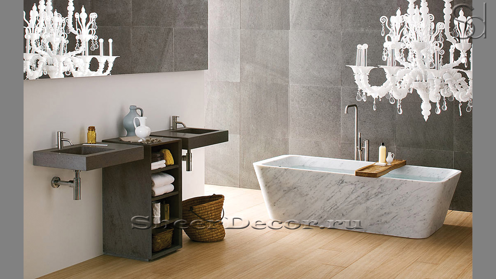 Мраморная ванна Leslie из белого камня Bianco Gioia 130164151_1