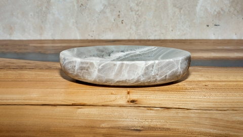 Мыльница овальной формы Letto из серого камня Grey Onyx_1