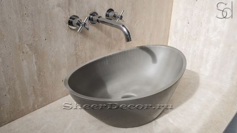Каменная раковина овальной формы Levata Solido из серого камня Grigio_1