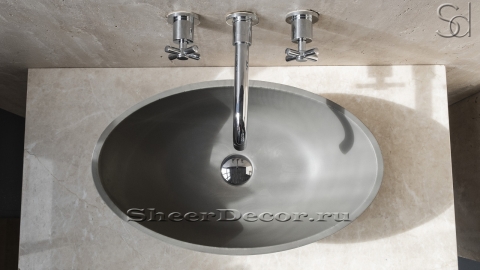 Каменная раковина овальной формы Levata Solido из серого камня Grigio_3