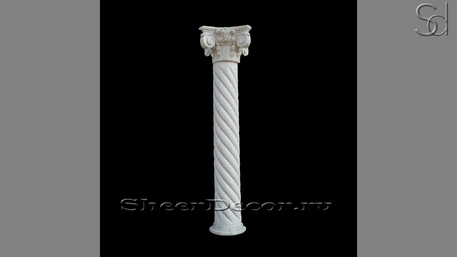 Каменная колонна Lilla Germoglio из белого мрамора Bianco Carrara в сборе _1