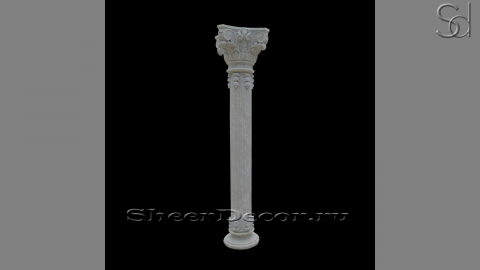 Каменная колонна Lilla Campanella из белого мрамора Bianco Extra в сборе _1