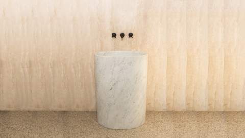 Мраморная раковина с пьедесталом Liso M2 из белого камня Bianco Carrara ИТАЛИЯ 977005172 для  комнаты_2