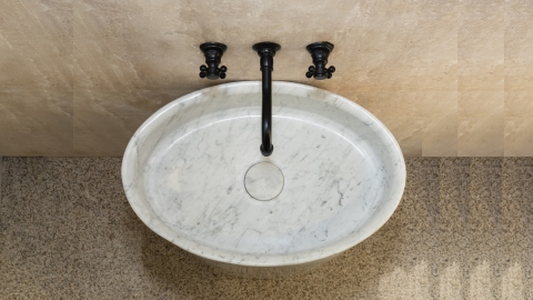 Мраморная раковина с пьедесталом Liso M2 из белого камня Bianco Carrara ИТАЛИЯ 977005172 для  комнаты_4