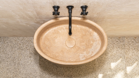 Каменная мойка Liso M2 из бежевого травертина Classico Romano ТУРЦИЯ 977004072 для  комнаты_3