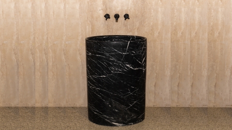 Черная раковина с пьедесталом Liso M2 из натурального мрамора Nero Marquina ИСПАНИЯ 977018112 для  комнаты_2