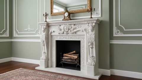 Мраморный портал белого цвета для отделки камина Lore из натурального камня Bianco Extra 495111901_4