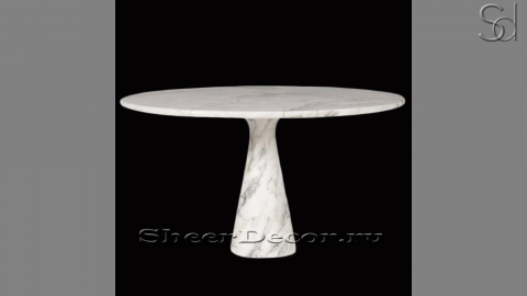 Каменный стол Luciano из белого мрамора Calacatta Gold в сборе _1
