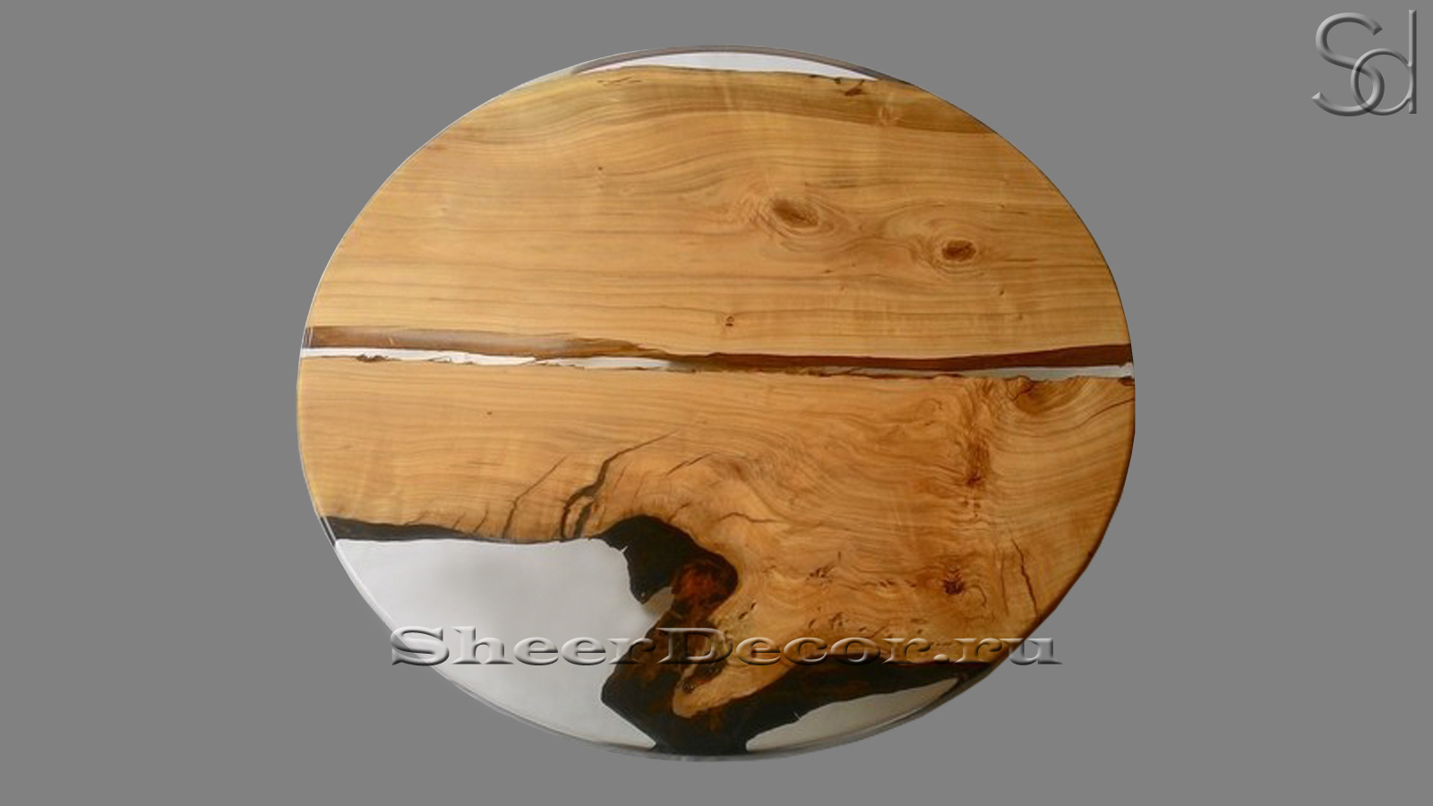 Столешница Luciano из натурального дерева сорта ELM 4 круглой формы, с гладкой фактурой 8313659414_1