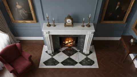 Мраморный портал белого цвета для отделки камина Luella из натурального камня Bianco Extra 160111401_7