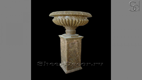 Мраморная вазон Lulu из камня Emperador Gold коричневая_1