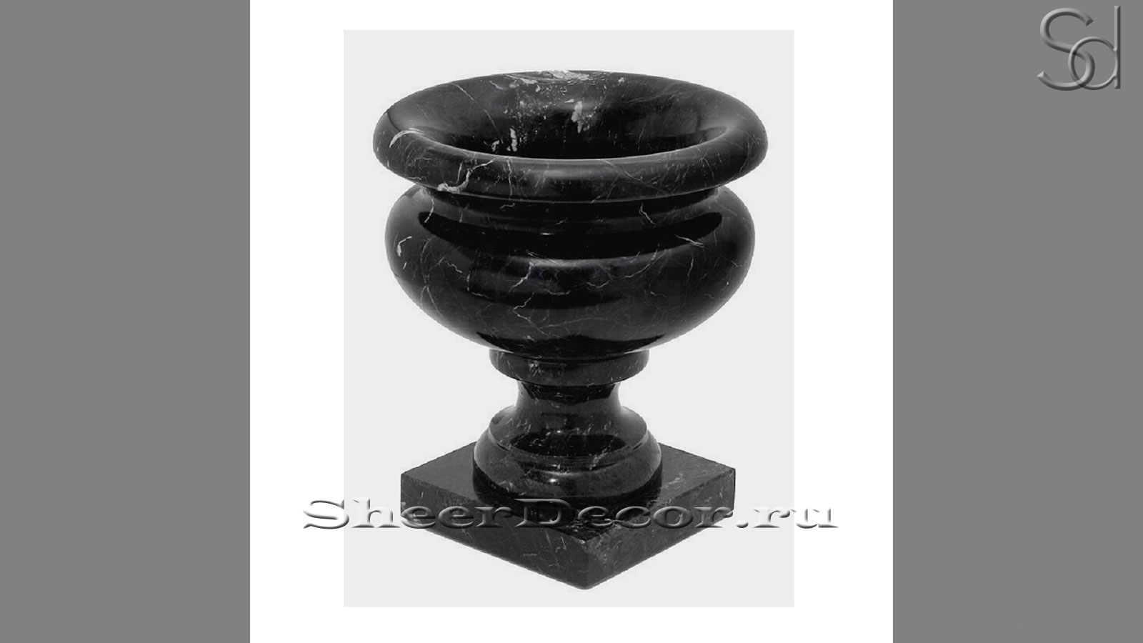Каменный вазон Lulu из черного мрамора Nero Marquina_1