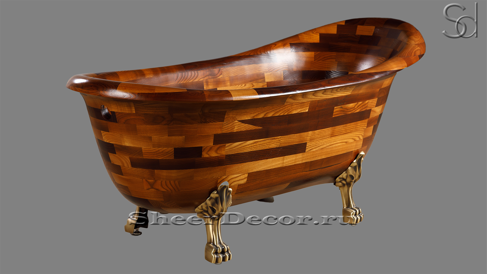 Оригинальная ванна Luneta из натурального дерева Fuega Oak 501006151 коричневого цвета_3