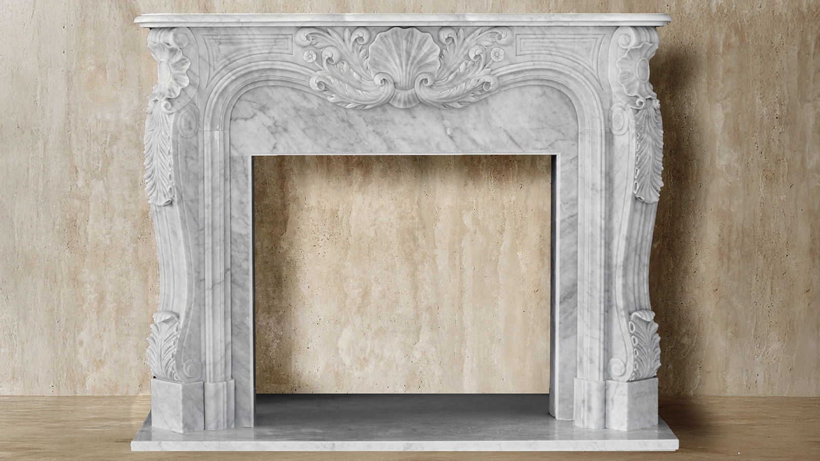 Каменный портал для облицовки камина Lurd из мрамора Bianco Carrara 5030051023_1 Мраморный портал белого цвета для отделки камина Lurd M23 из натурального камня Bianco Carrara 5030051023_1