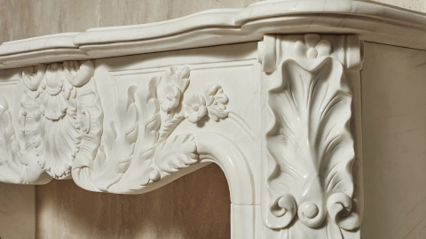 Мраморный портал белого цвета для отделки камина Lurd M2 из натурального камня Bianco Extra 503111902_12