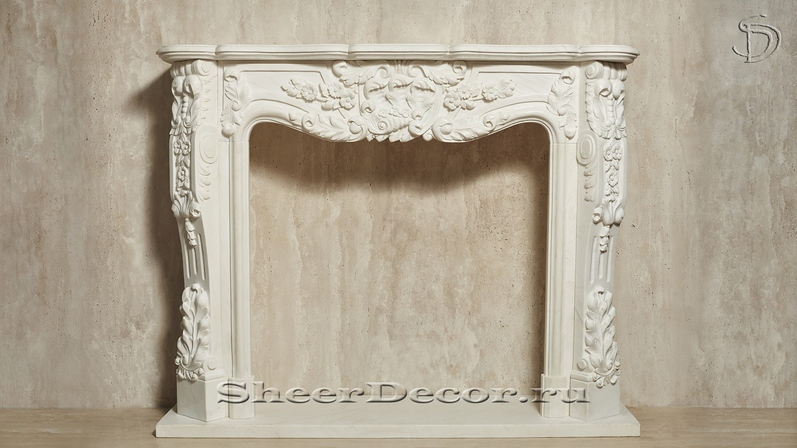 Мраморный портал белого цвета для отделки камина Lurd M6 из натурального камня Bianco Extra 503111906_6