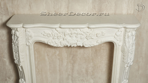 Мраморный портал белого цвета для отделки камина Lurd M6 из натурального камня Bianco Extra 503111906_6