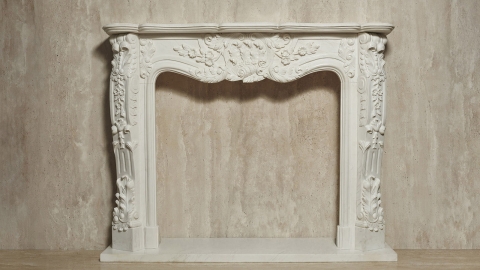 Каменный портал белого цвета для облицовки камина Lurd M4 из мрамора Bianco Extra 503111904_1