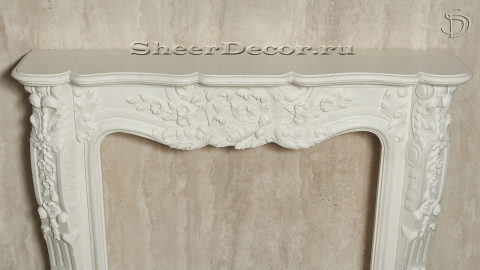 Каменный портал белого цвета для облицовки камина Lurd M4 из мрамора Bianco Extra 503111904_5