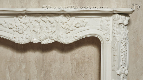 Каменный портал белого цвета для облицовки камина Lurd M4 из мрамора Bianco Extra 503111904_6
