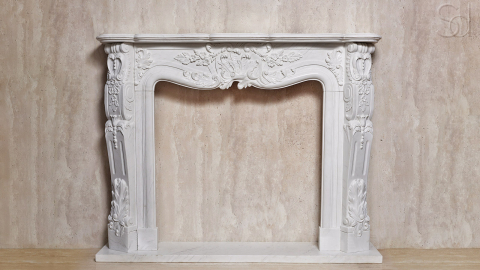 Каменный портал белого цвета для облицовки камина Lurd M5 из мрамора Bianco Extra 503111905_8