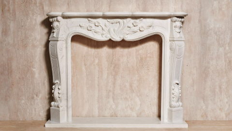 Мраморный портал белого цвета для отделки камина Lurd из натурального камня Bianco Extra 503111901_1