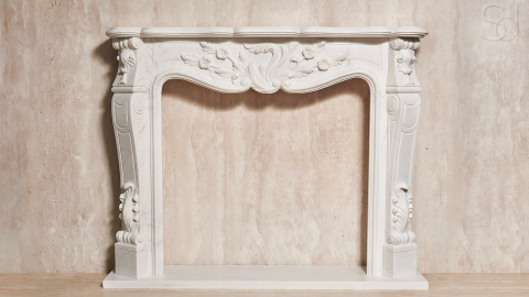 Мраморный портал белого цвета для отделки камина Lurd из натурального камня Bianco Extra 503111901_9