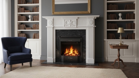 Каменный портал белого цвета для облицовки камина Magda из мрамора Bianco Extra 505111401_2