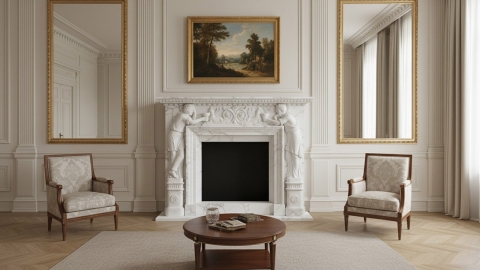 Мраморный портал белого цвета для отделки камина Mala из натурального камня Bianco Extra 507111901_5