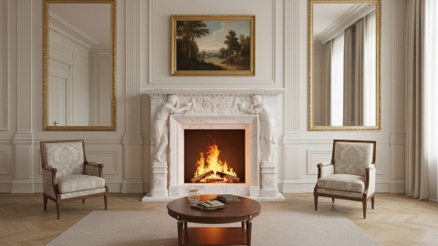 Мраморный портал белого цвета для отделки камина Mala из натурального камня Bianco Extra 507111901_6