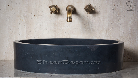 Мраморная раковина Margo из черного камня Nero Marquina ИСПАНИЯ 100018111 для ванной комнаты_2