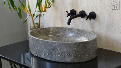 Мраморная раковина Margo M14 из серого камня Quarry Stone ИНДОНЕЗИЯ 1003791114 для ванной комнаты_2