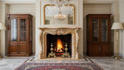 Каменный портал желтого цвета для облицовки камина Marissa M7 из мрамора Amarillo 131124407_6