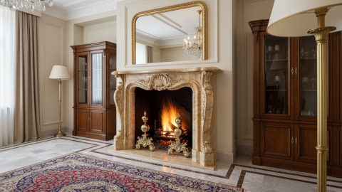 Каменный портал желтого цвета для облицовки камина Marissa M7 из мрамора Amarillo 131124407_7