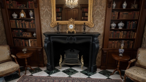 Каменный портал черного цвета для облицовки камина Marissa M5 из мрамора Evenos Black 131117405_6