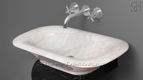 Белая раковина Marta из натурального мрамора Coral Pink ИТАЛИЯ 025012111 для ванной комнаты_3