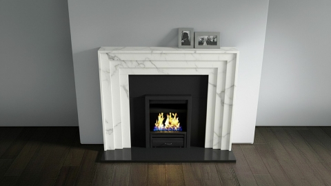 Каменный портал белого цвета для облицовки камина Mel M4 из мрамора Bianco Extra 524111104_2