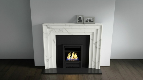Каменный портал белого цвета для облицовки камина Mel M4 из мрамора Bianco Extra 524111104_3