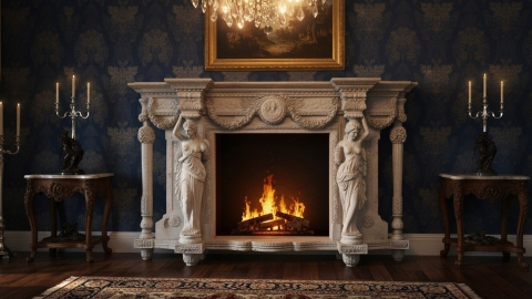 Мраморный портал белого цвета для отделки камина Miko из натурального камня Bianco Extra 538111901_2