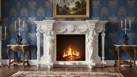 Мраморный портал белого цвета для отделки камина Miko из натурального камня Bianco Extra 538111901_3