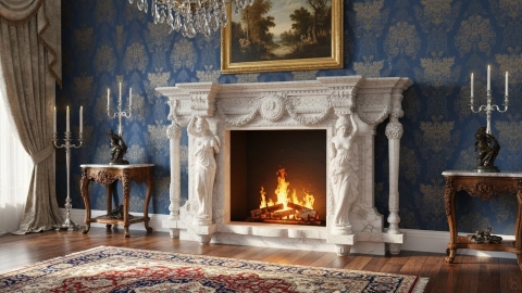 Мраморный портал белого цвета для отделки камина Miko из натурального камня Bianco Extra 538111901_4