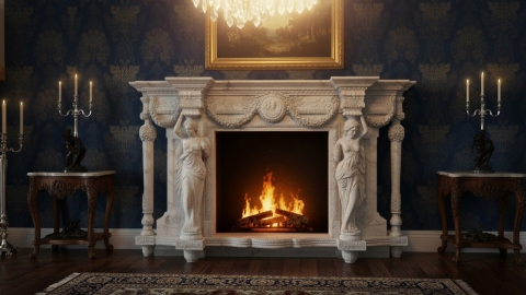 Мраморный портал белого цвета для отделки камина Miko из натурального камня Bianco Extra 538111901_5